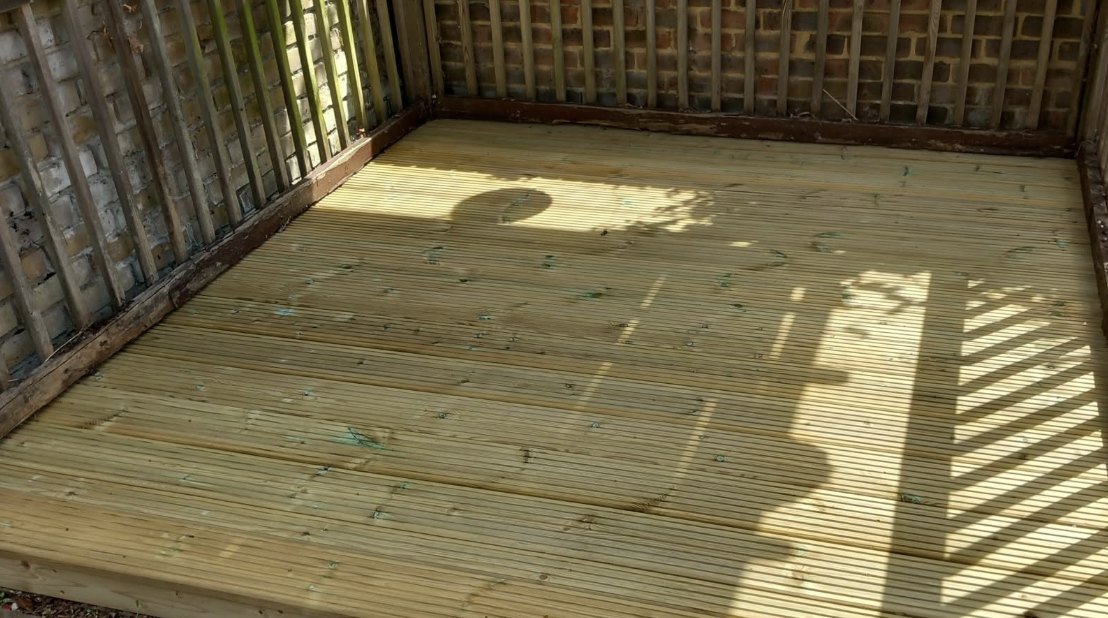 New timber deck boards laid and finished by Lawn Ranger Landscapes