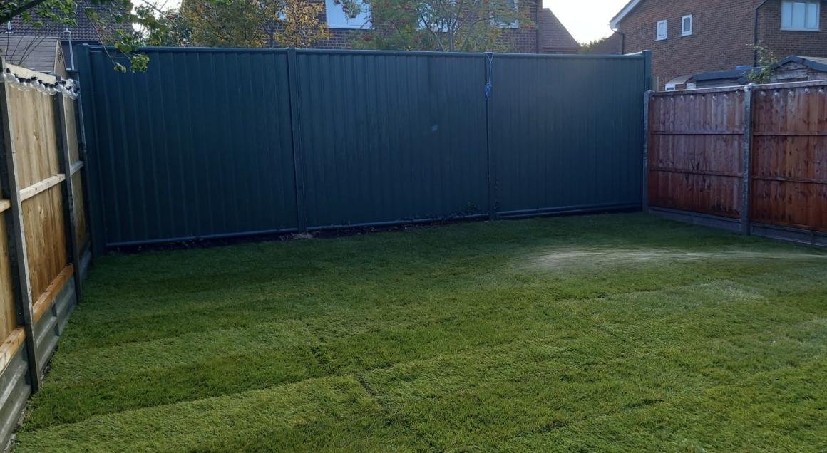 New fencing, path and fresh lawn after a full garden transformation in Folkestone